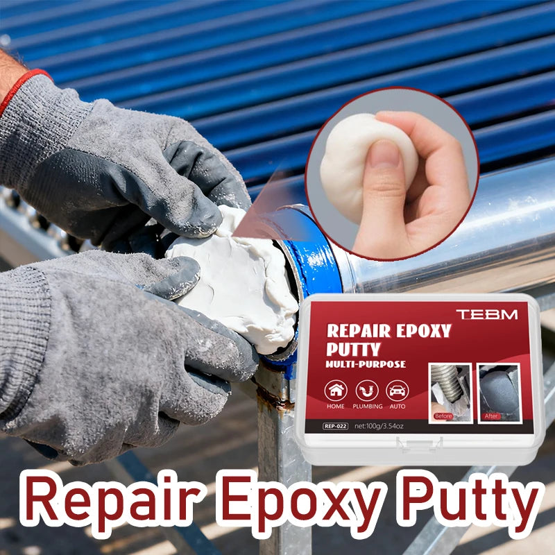 High Strength Epoxy Putty, Waterproof & Heat Resistant Repair Adhesive, Hand-Kneadable, White & Black Options, for Plumbing, Aut