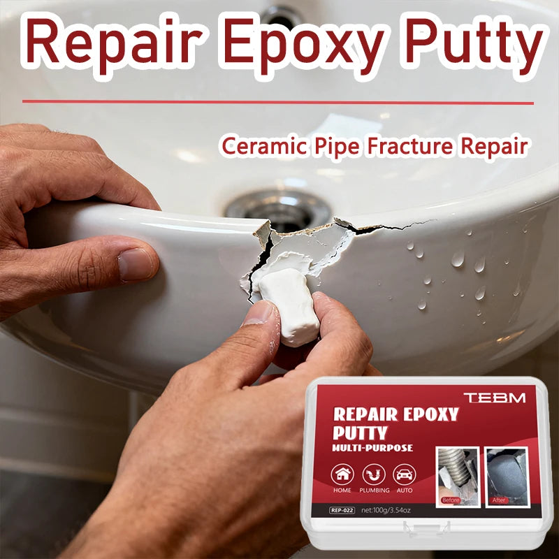 High Strength Epoxy Putty, Waterproof & Heat Resistant Repair Adhesive, Hand-Kneadable, White & Black Options, for Plumbing, Aut