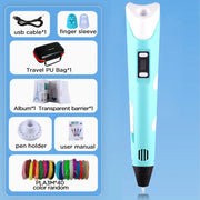 3D Pen With LCD Screen Compatible PLA Filament Toys 3D Drawing Printing Pen for Children DIY Christmas Birthday Gift