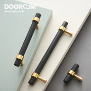 Dooroom Brass Furniture Handles T-bar Light Luxury Fashion Black Gold Silve Wardrobe Dresser Cupboard Cabinet Drawer Pulls