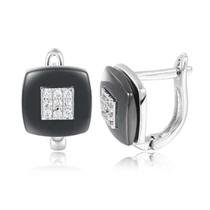 Fashion Square Stud Earrings Ceramic AAA Cubic Zirconia Silver Color Simple U Shape Korean Earrings For Women Send Friend