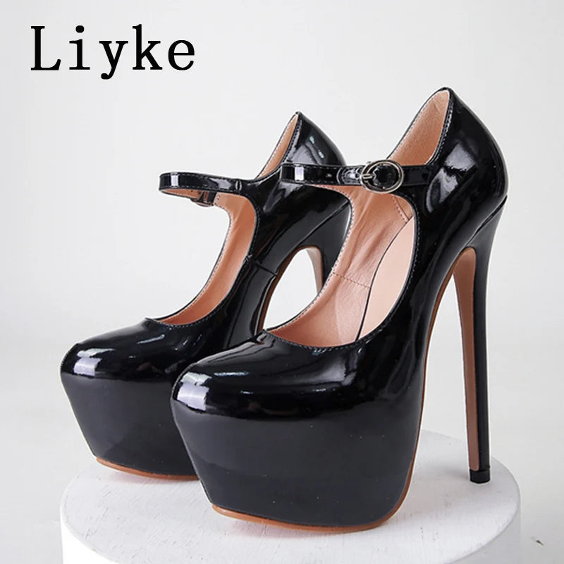 Platform Stiletto Buckle Pumps