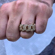 Fashion Male Female Rings Gold Hip Hop Punk Zircon Ring Cuban Link Chain Exaggerated Street Artist Ring for Women Men