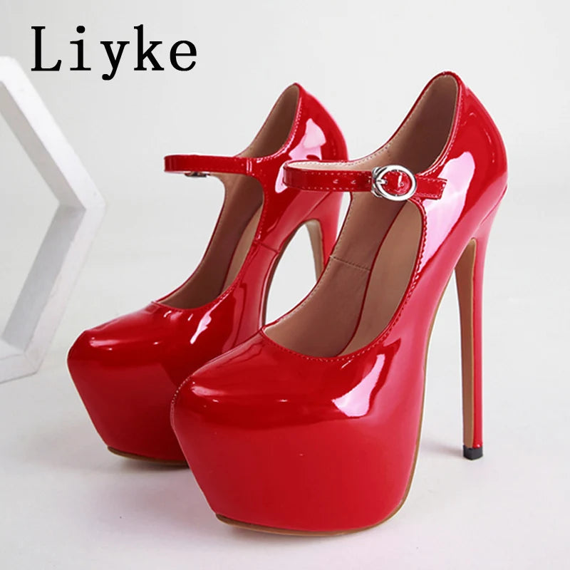 Platform Stiletto Buckle Pumps