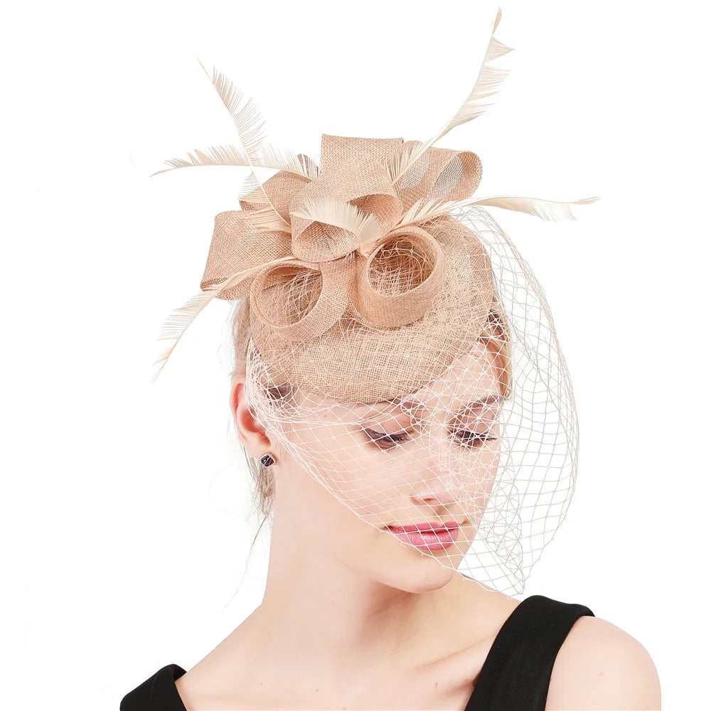 Women's Fascinator Hat Imitation Sinamay Feather Tea Party Pillbox Flower Derby Millinery Church Cocktail Headwear New Design