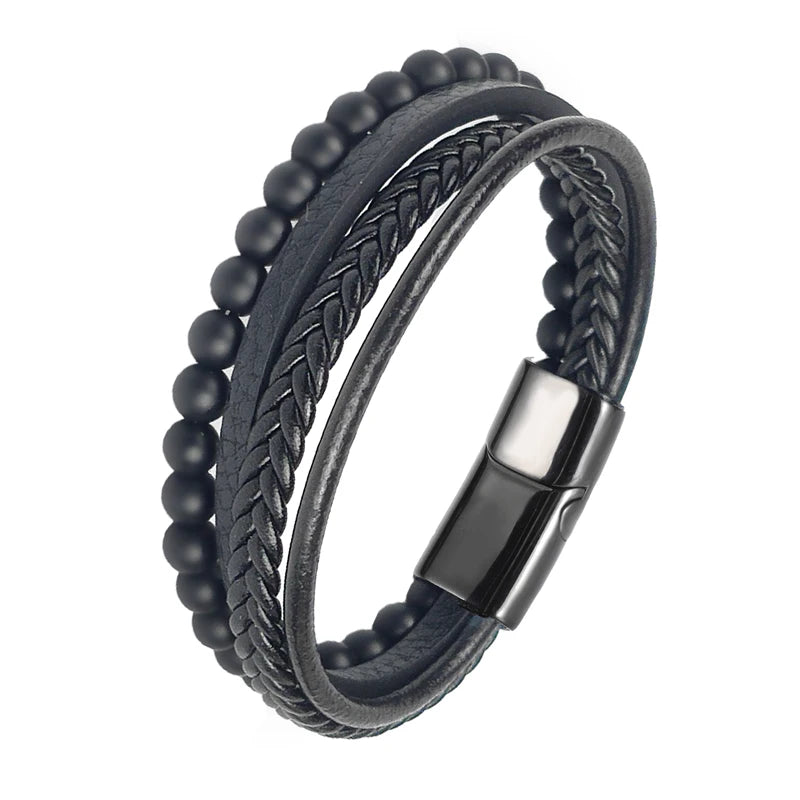 2025 Luxury Charm Stainless Steel Men's Natural Stone Bracelet Bracelet High Quality Magnet Clasp Christmas Gift