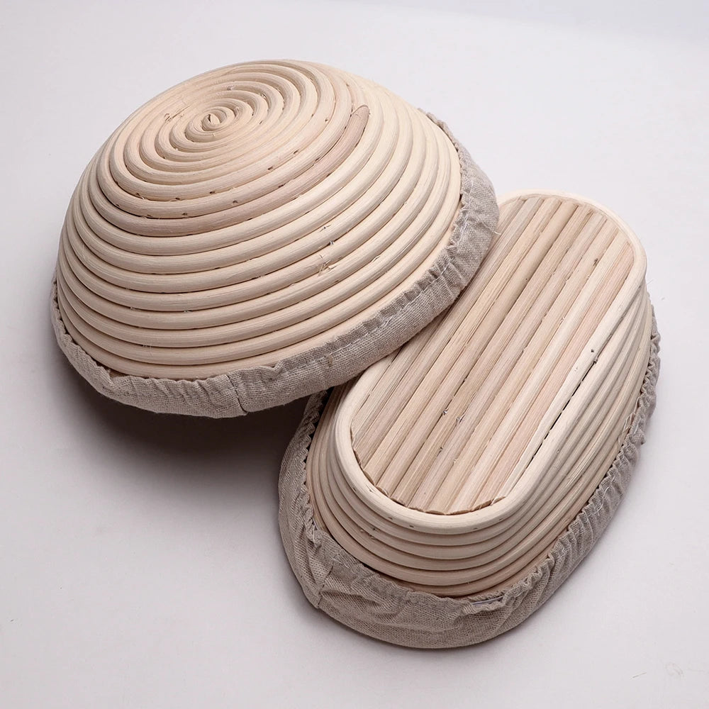 Rattan Bread Proofing Basket with Liner — Selected Round or Oval Size