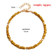 Bohemian Colorful Glass Beaded Anklet For Women Handmade Anklets on the leg Summer Beach Barefoot Jewelry Gift 21cm long,1 Piece