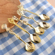 Vintage Carved Coffee Spoon Set, 5-Piece