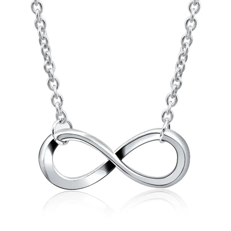 New Minimalist Pendant Women's Necklaces Cross Leaf Silver Color Knot Design Female Neck Jewelry Infinity Multilayers Collares