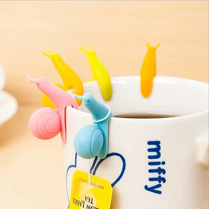Silicone Snail Tea-Bag Holders — 5 Pieces, Random Colors