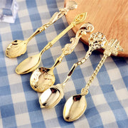 Vintage Carved Coffee Spoon Set, 5-Piece
