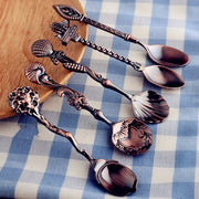 Vintage Carved Coffee Spoon Set, 5-Piece