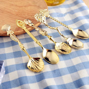 Vintage Carved Coffee Spoon Set, 5-Piece