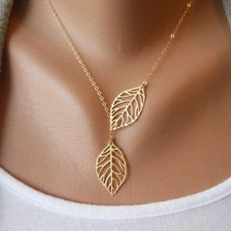 New Minimalist Pendant Women's Necklaces Cross Leaf Silver Color Knot Design Female Neck Jewelry Infinity Multilayers Collares