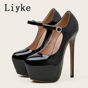 Platform Stiletto Buckle Pumps