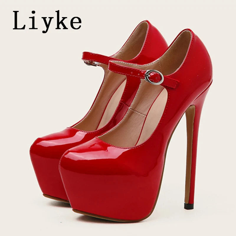 Platform Stiletto Buckle Pumps