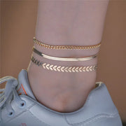 3pcs/set Gold Color Simple Chain Anklets For Women Beach Foot Jewelry Leg Chain Ankle Bracelets Women Accessories