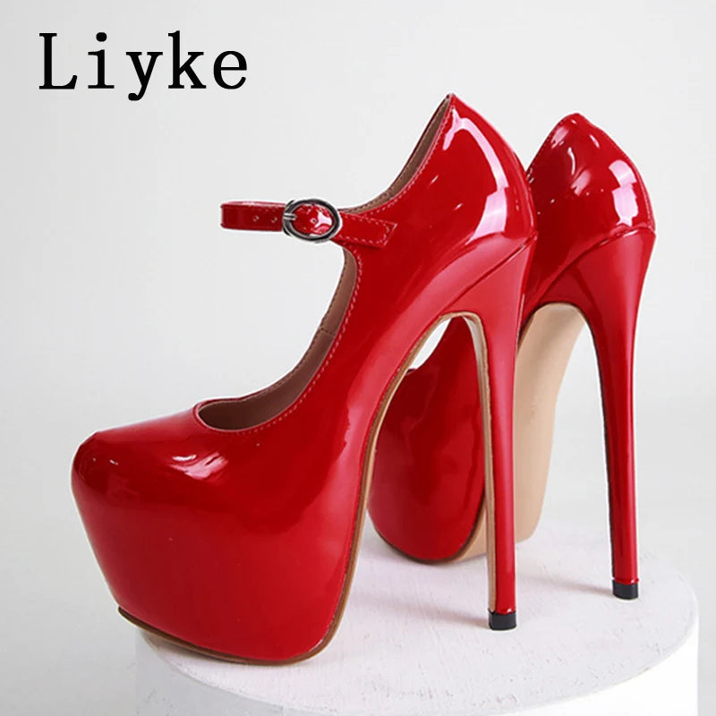Platform Stiletto Buckle Pumps