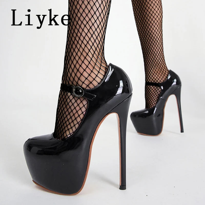 Platform Stiletto Buckle Pumps
