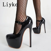 Platform Stiletto Buckle Pumps