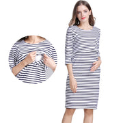 Maternity Nursing Dress Cotton Striped Summer Spring Skirt Pregnancy Dress for Pregnant Woman Dress Breastfeeding Dress