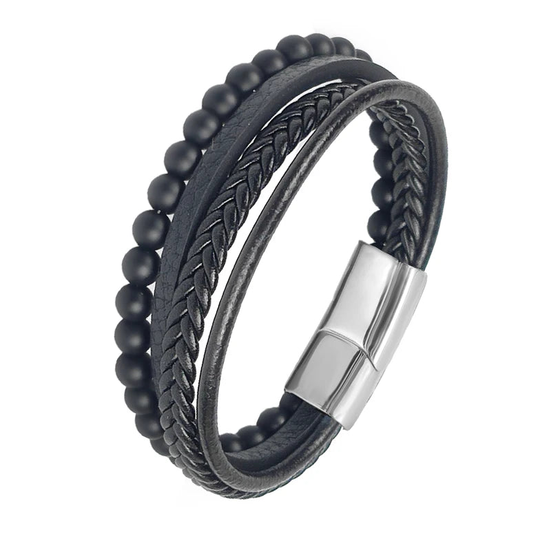 2025 Luxury Charm Stainless Steel Men's Natural Stone Bracelet Bracelet High Quality Magnet Clasp Christmas Gift