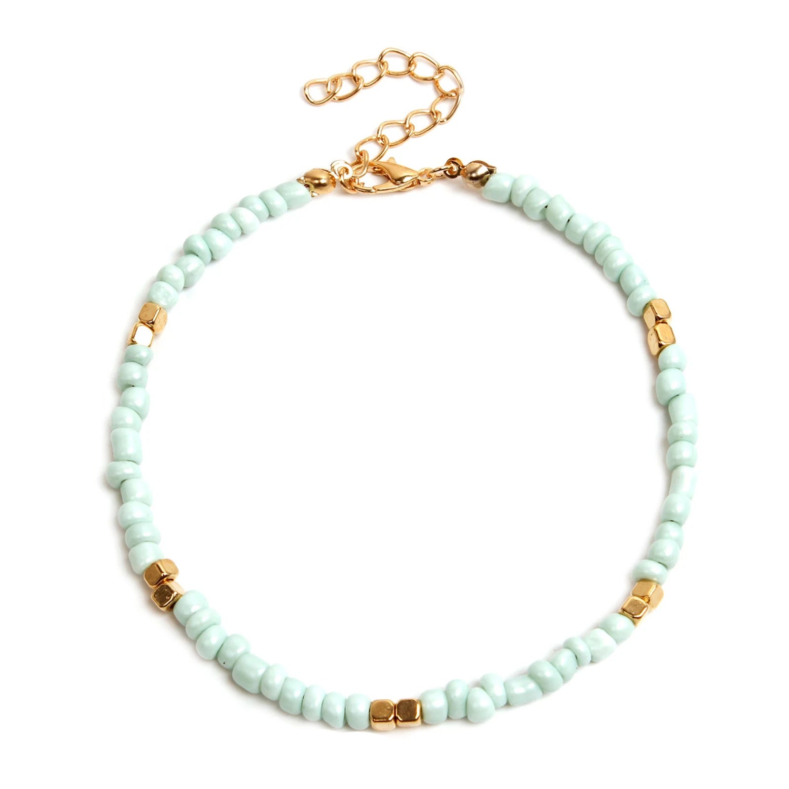 Bohemian Colorful Glass Beaded Anklet For Women Handmade Anklets on the leg Summer Beach Barefoot Jewelry Gift 21cm long,1 Piece