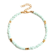 Bohemian Colorful Glass Beaded Anklet For Women Handmade Anklets on the leg Summer Beach Barefoot Jewelry Gift 21cm long,1 Piece