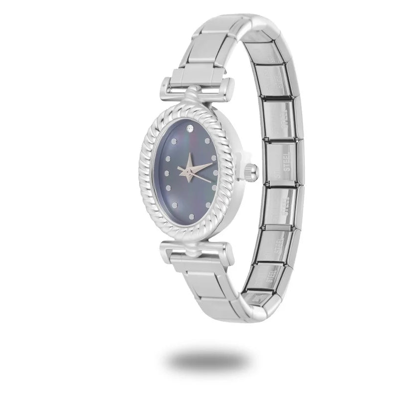 New Vintage Men Women's High Quality Oval Shape Stainless Steel Watch Bracelet Fit 9mm DIY Italian Charm Bangle Jewelry Gifts