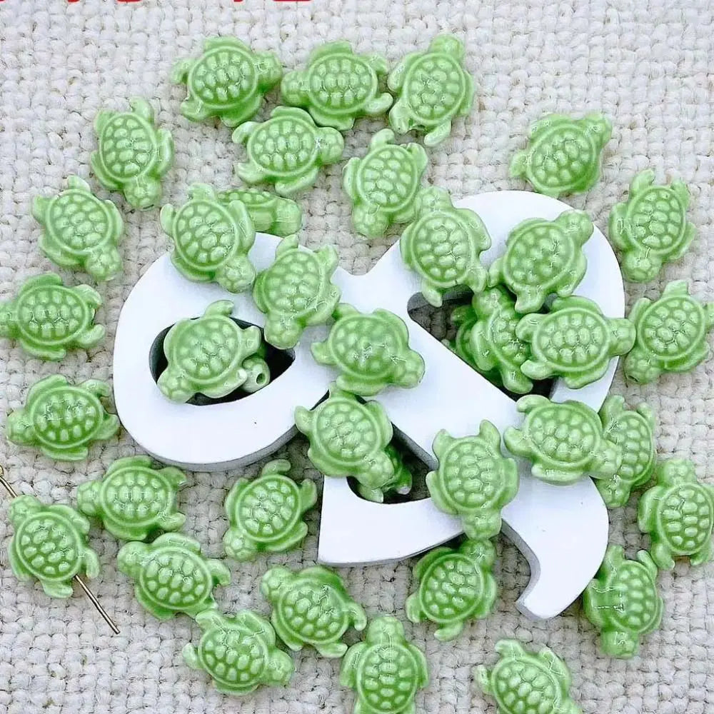 Ceramic Sea Turtle Beads, 10-Piece Set