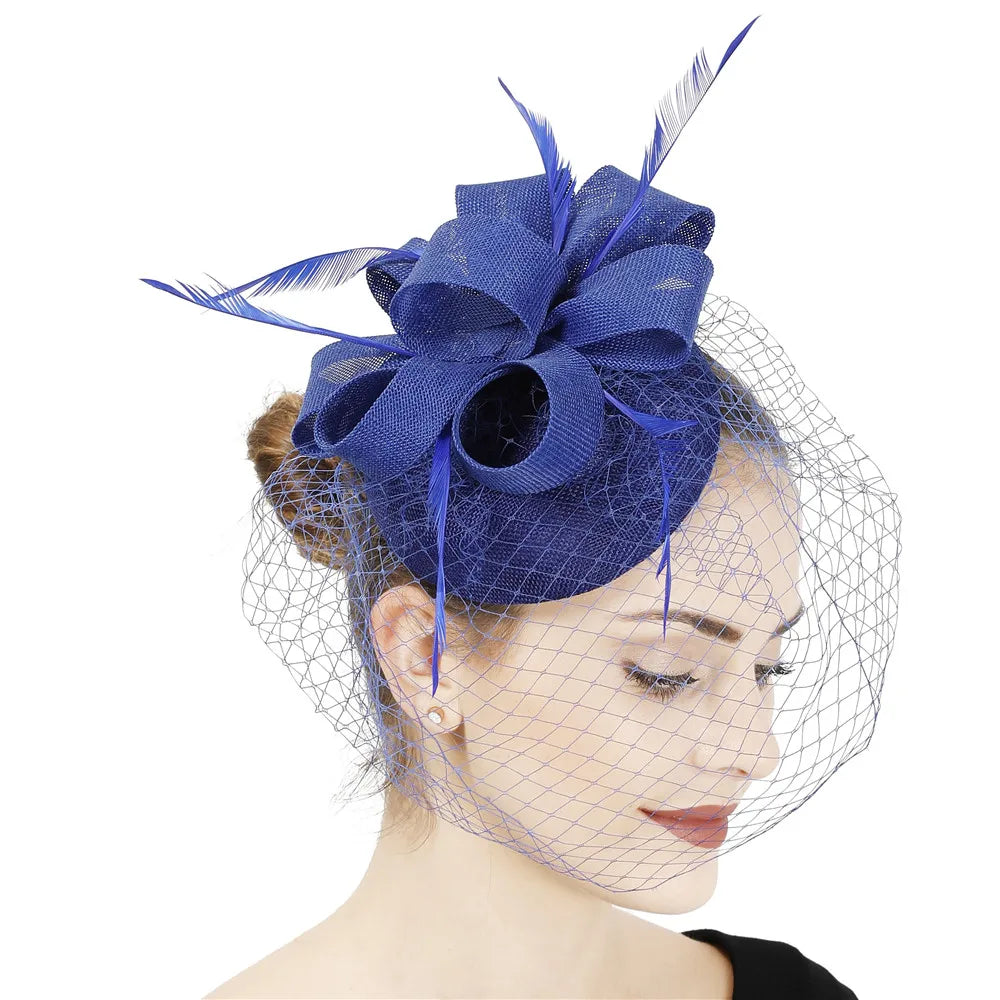Women's Fascinator Hat Imitation Sinamay Feather Tea Party Pillbox Flower Derby Millinery Church Cocktail Headwear New Design