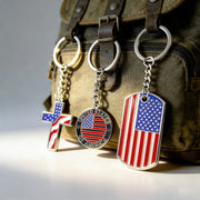 Simple Stylish American Flag Keychains Star Bar Flag Alloy Drip Oil Key Ring Best Party Gift Jewelry