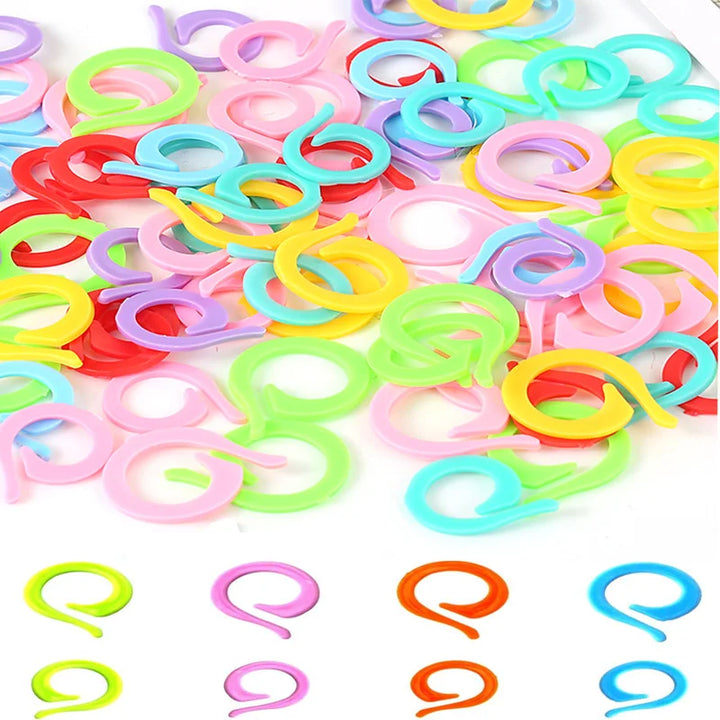 Plastic Locking Crochet Stitch Markers — 50 or 100 Pieces, Mixed Colors