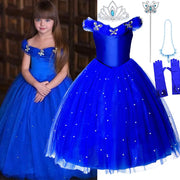 Kid Dressy Cinderella Princess Party Gown Girls Prom Off Shoulder Deluxe Dress Puffy Toddler Christmas Eevent Hallloween Apparel