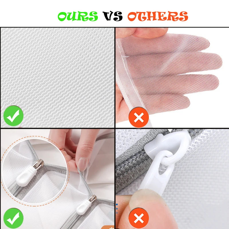 Polyester Mesh Zipper Laundry Bag — Single Size or 4-Piece Set