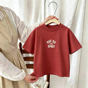 1-7 Age Girl Boy Clothing T-shirt Tops Short-sleeved Round Collar Casual Tshirts Children's Clothes Simple Versatile Kids Tshirt