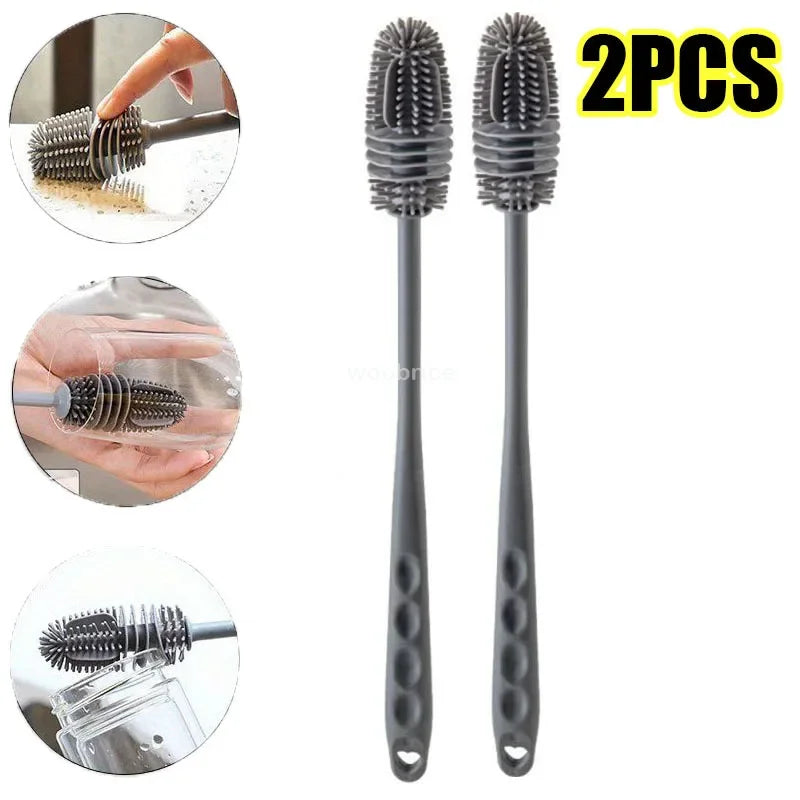 Long-Handle Silicone Bottle Cleaning Brush — Selected 1-, 2-, 3-, 5- or 10-Piece Pack