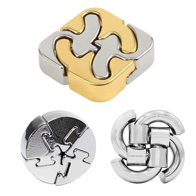 Variety Metal Puzzles Brain Teasers 3PCS Set IQ Logic Test Disentanglement for Mind Challenge Educational Toys Kids Adults