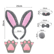 Kids Bunny Costume Accessories Set Bunny Ears Headband Police Badge Tie For Children Halloween Cosplay Carnival Party Dress Up
