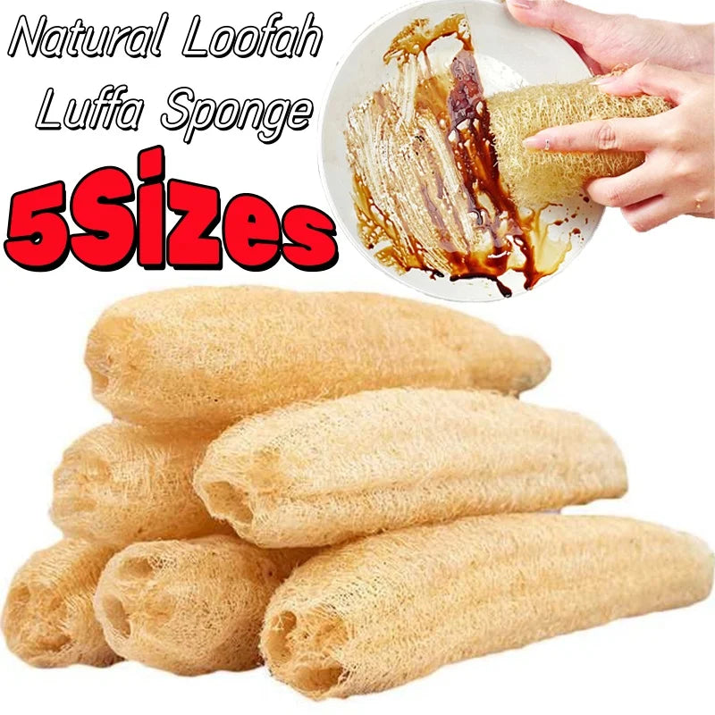 Natural Loofah Luffa Sponge Biodegradable Strong Cleaning Sponge Long Non-stick Dishwashing Artifact Pot Brush Dish Towels