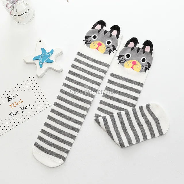 Spring Autumn Girls Cotton Ankle Short Lovely Stockings Cartoon Unicorn Kids Child Knee High Socks Infant Baby Over Knee Socks