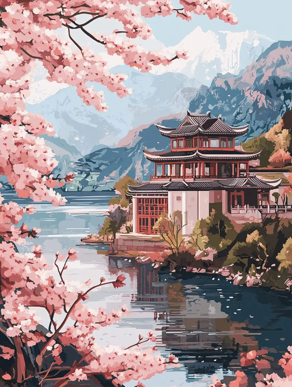 Cherry Blossom Paint-by-Number Canvas Kit