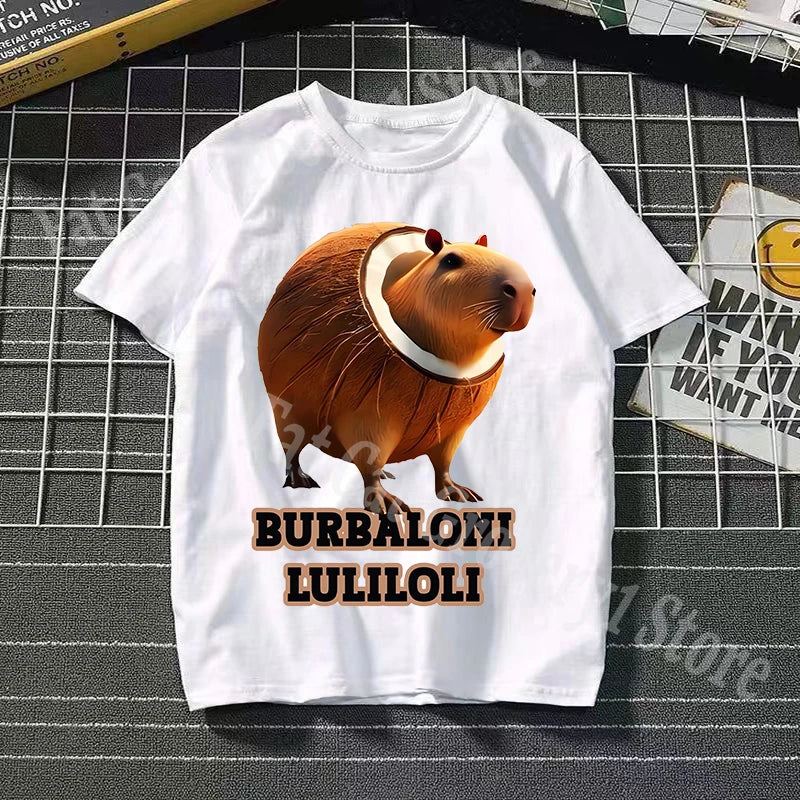 Tralalero Tralala Cotton T-shirt Kids Anime Tungtung Sahur Brainrot Tees Boy Girl Summer Short Sleeve Children Clothes Tops Gift