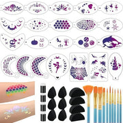 10 Pcs Children Stencils Face Painting Washable Body FaceTattoo Spray Painting DIY Template For Kids 13*13cm Holiday Decorations