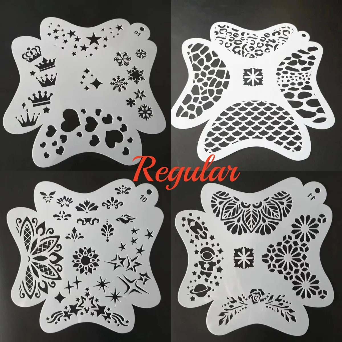 10 Pcs Children Stencils Face Painting Washable Body FaceTattoo Spray Painting DIY Template For Kids 13*13cm Holiday Decorations