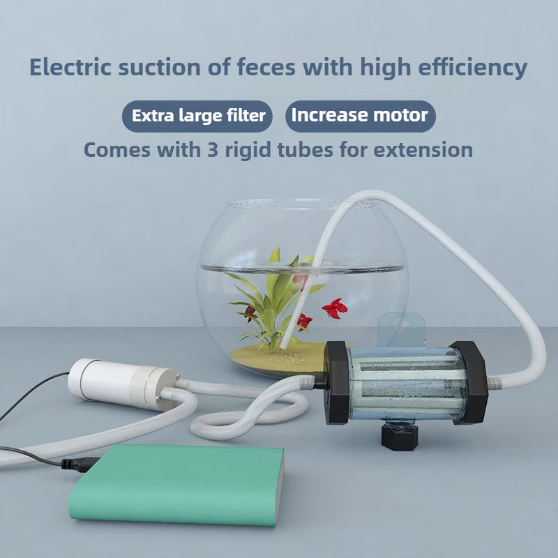 Electric Aquarium Cleaner, 5V Fish Tank Gravel Vacuum Sand Washer & Water Changer Pump, Multi-Function Siphon for Fish Waste