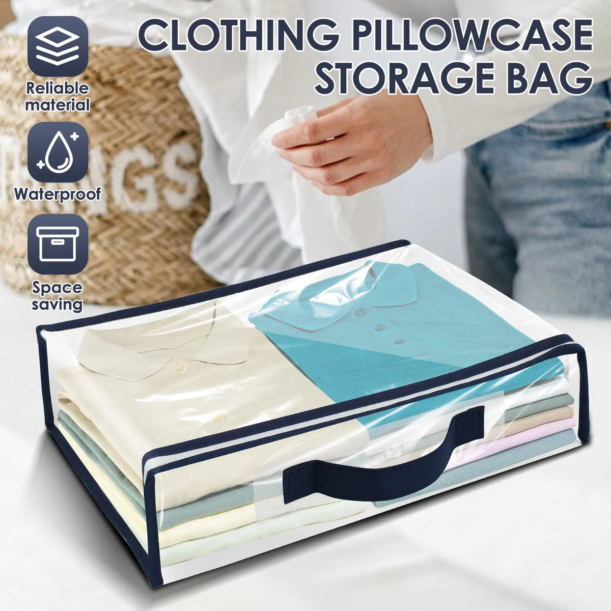 6/12Pcs Bed Sheet Storage Bags PVC Waterproof Clothes Blankets Packing Box Waterproof Dustproof Clear Zippered Pillow Bedding