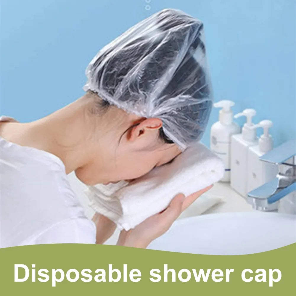 100/200Pcs Disposable Shower Cap for Hair Fresh-keeping Cover Food Storage Covers Food Grade Bowl Plate Cover Plastic Seal Wrap