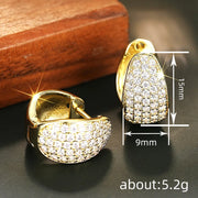 Huitan Charming Lady Hoop Earrings Circle Design Inlaid Bright Cubic Zirconia Trendy Jewelry Accessories for Daily Party Wedding